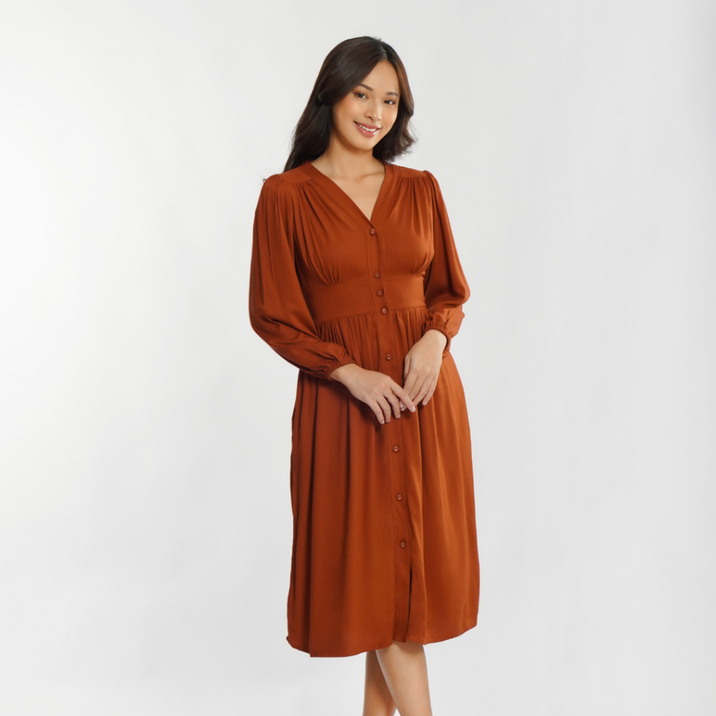Momelca Jollie Rayon Twill Midi Dress  -Dress Wanita