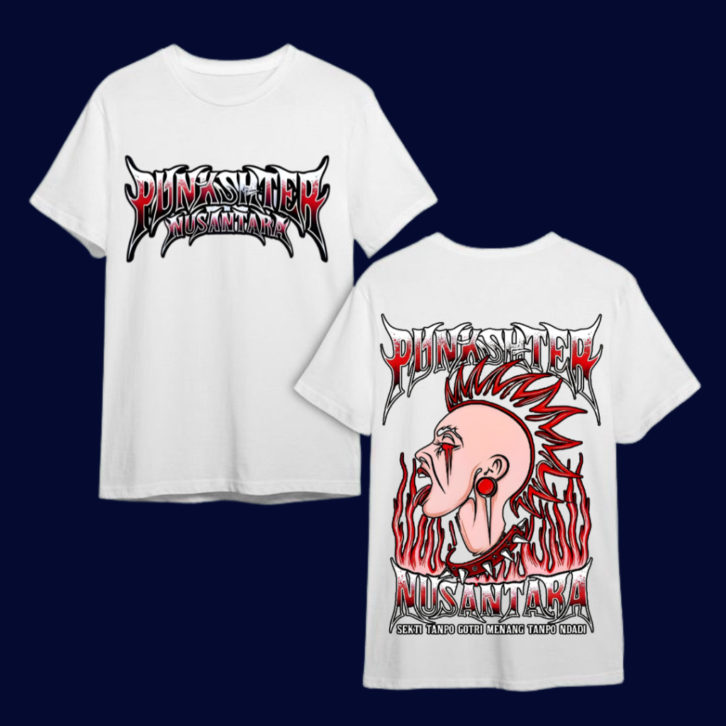 Promo Kaos Punkshter Nusantara Bahan Cotton Combed Tebal Murah Dan Halus Warna Putih