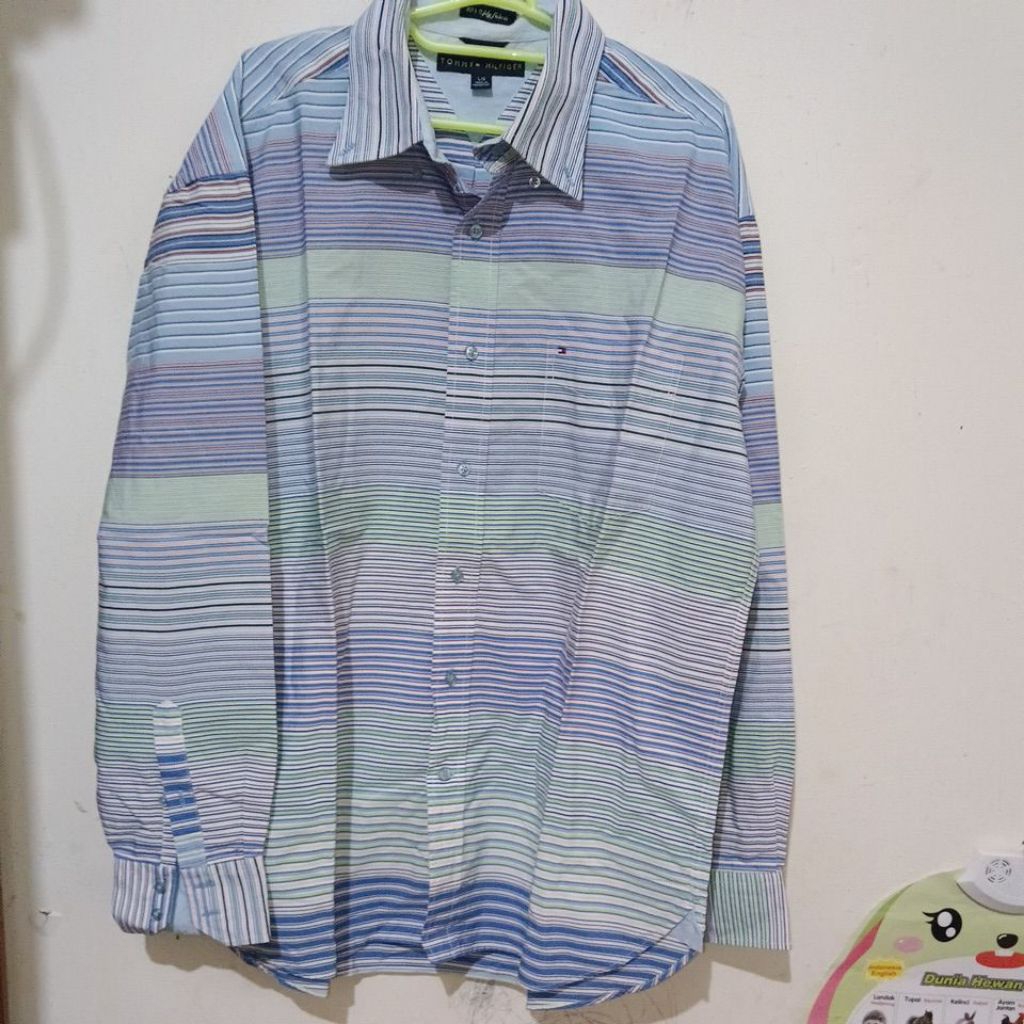 Kemeja Tommy Hilfiger lengan panjang second gratis kaos polo