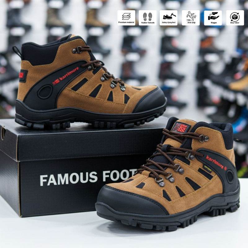 GARANSI Sepatu Safety Boots Pria Karrimore Tracking Outdoor - Sepatu Gunung Karimor Summit Hiking