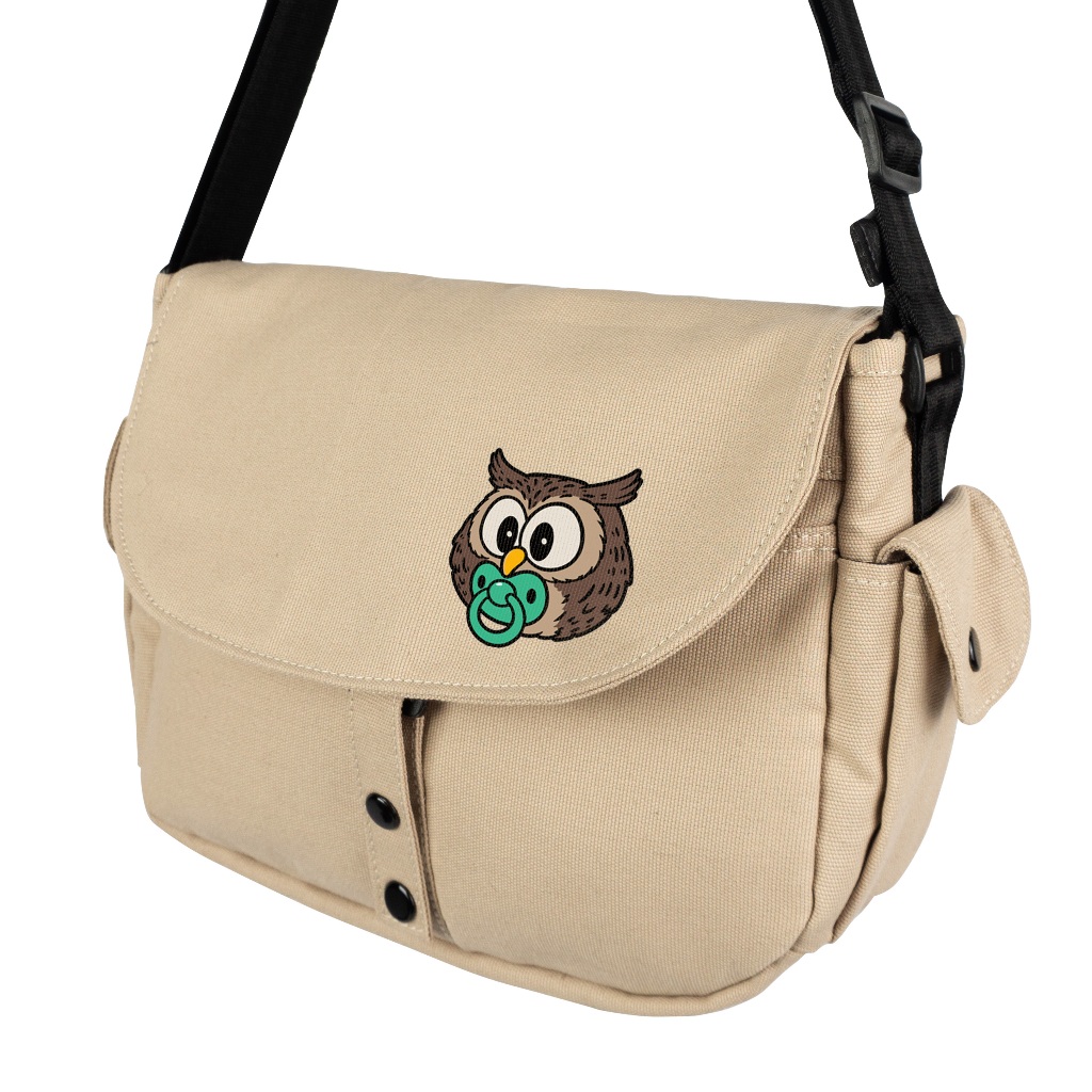 Troy Company Sling Bag Messenger Bag Tiny Owl - Tas Selempang Beige SBD 3496
