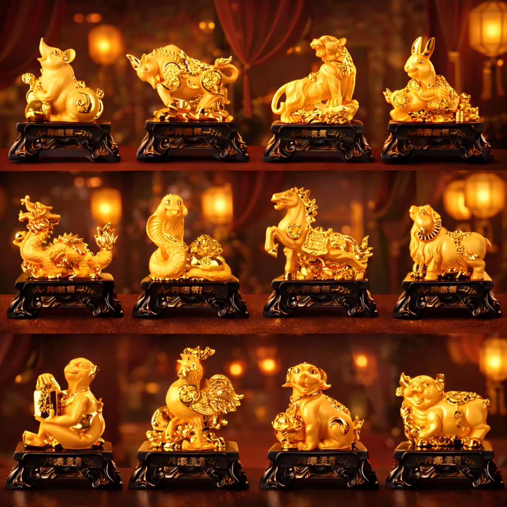 Pajangan Patung Shio 12 Shio Pajangan zodiak Pajangan 12 Zodiac Pajangan Imlek Fengshui Naga Kayu