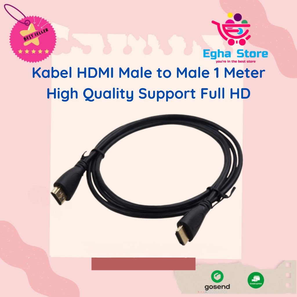 Kabel HDMI - HDMI Male to Male 1 Meter HDTV Support Full HD 3D Blu-ray High Quality 1m for TV LED LC