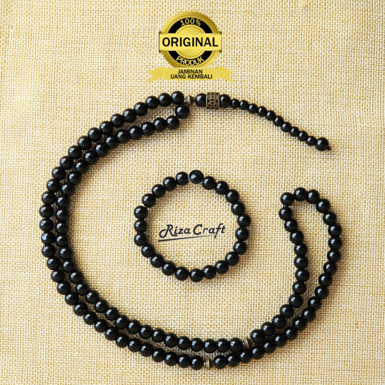 PROMO Paket Tasbih Gelang Batu Alam Hitam Black Onyx ASLI Akik Kalimantan untuk Pria Wanita by Riza 
