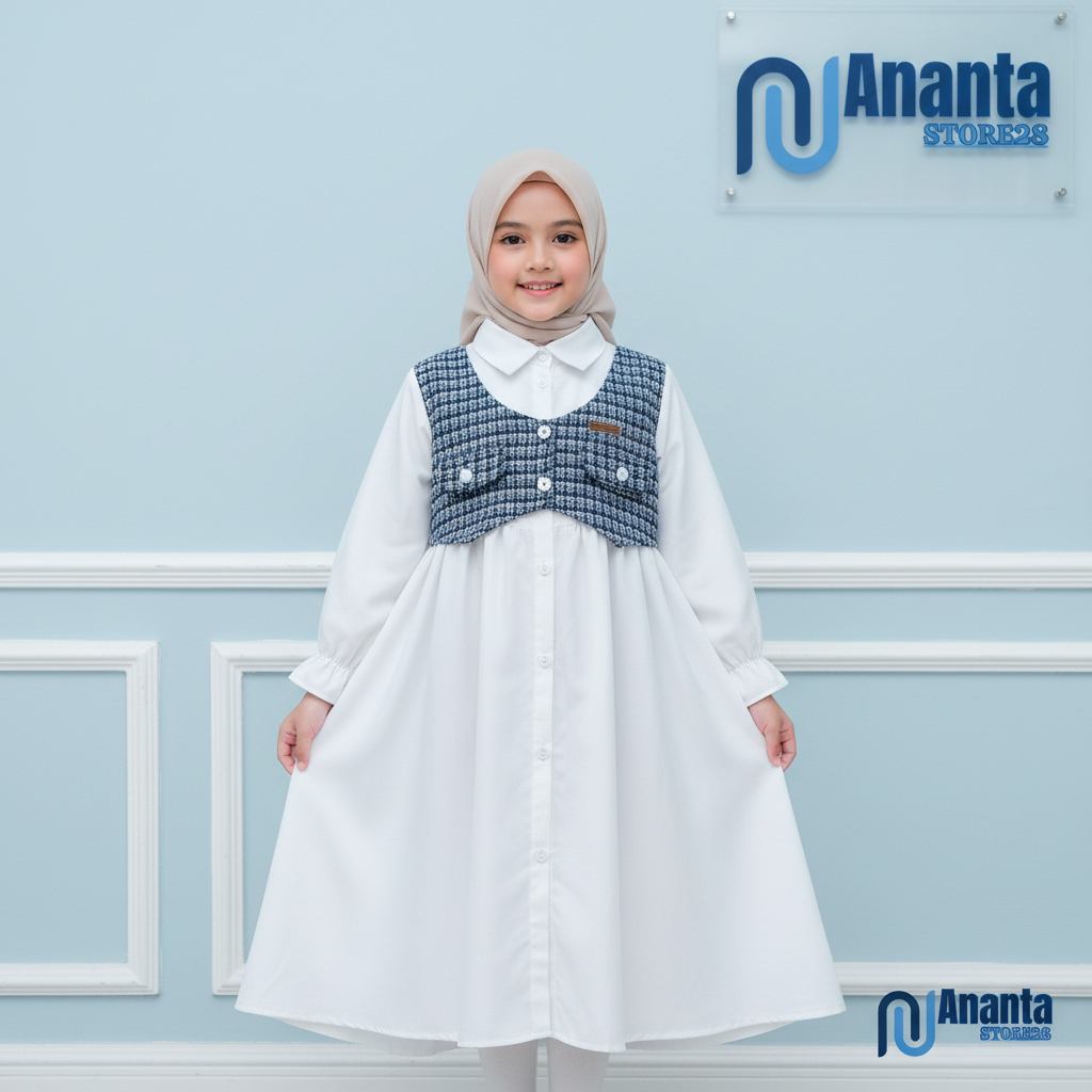 ANANTA DRESS GAUN MIDI ANAK PEREMPUAN 3-12 TAHUN KOREAN STYLE ROMPI KNIT