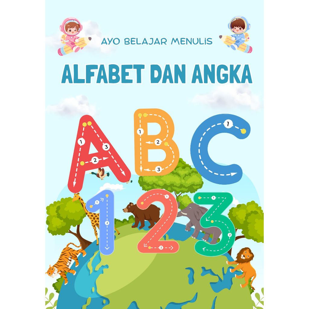 50 Lembar Belajar Menulis Huruf dan angka | Buku Belajar Menulis Huruf dan Angka | Buku menulis anak