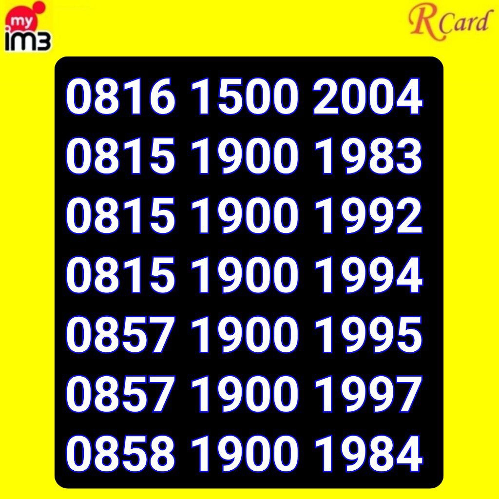 Perdana Nomor Cantik Indosat im3 Angka Ribuan Ratusan Tahun 1500 2004 1900 1983 1984 1992 1994 1995 