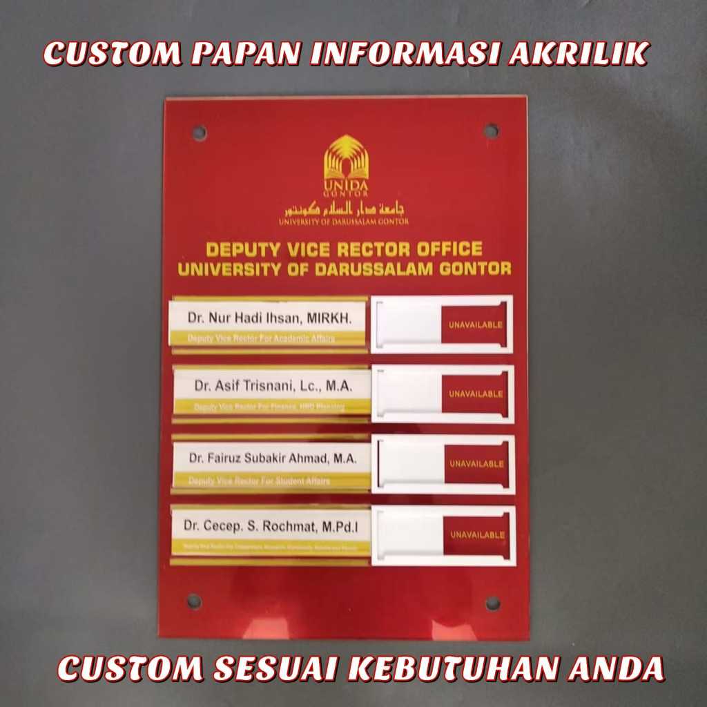 Akrilik Khusus CUSTOM formasi Dokter -  Informasi Sekolah -  Papan Akrilik Jadwal Guru -  Papan Daft