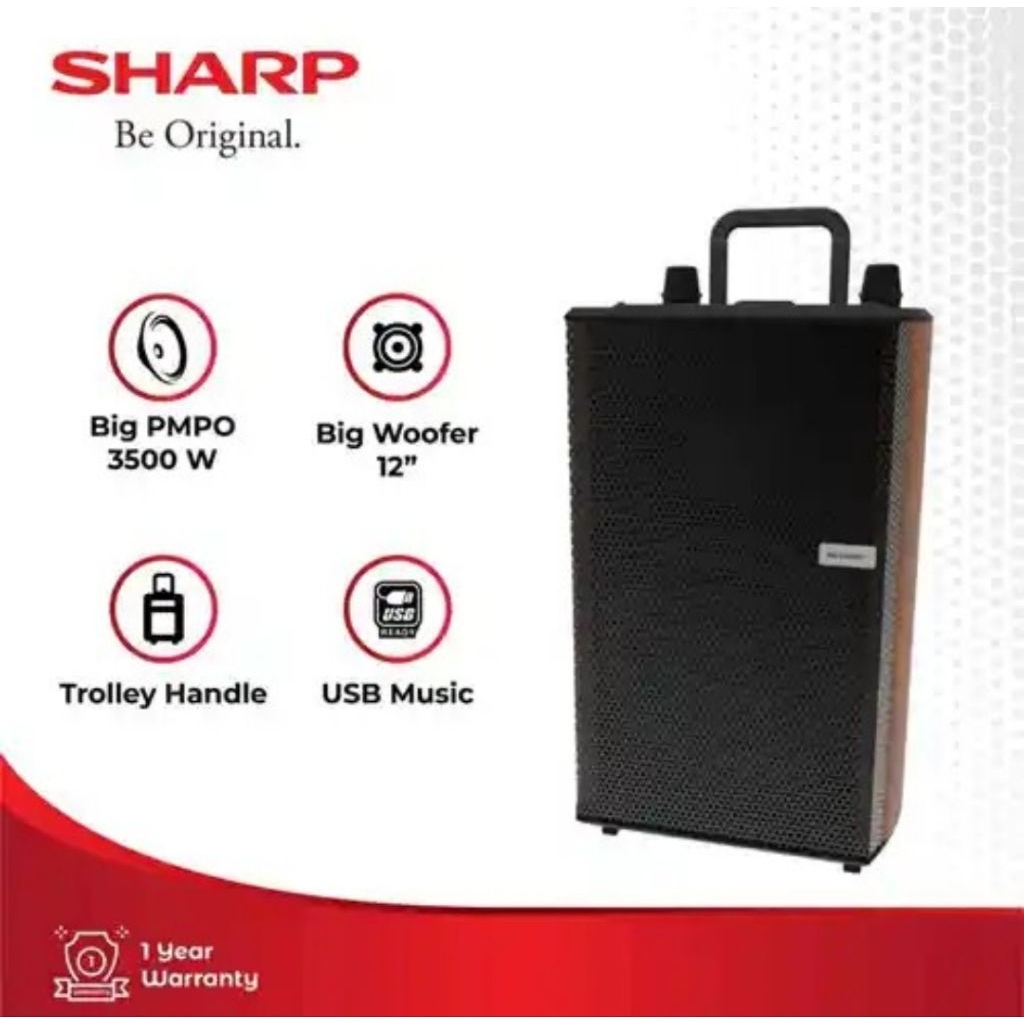 Sharp CBOX-TRB12MBO - Speaker Bluetooth Trolley 12 Inch Super Bass