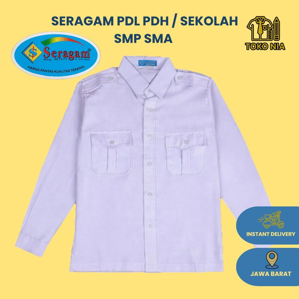 BAJU PMR / PDL / PDH Merek SERAGAM pria wanita tangan lengan panjang dan pendek Sekolah SMP SMA