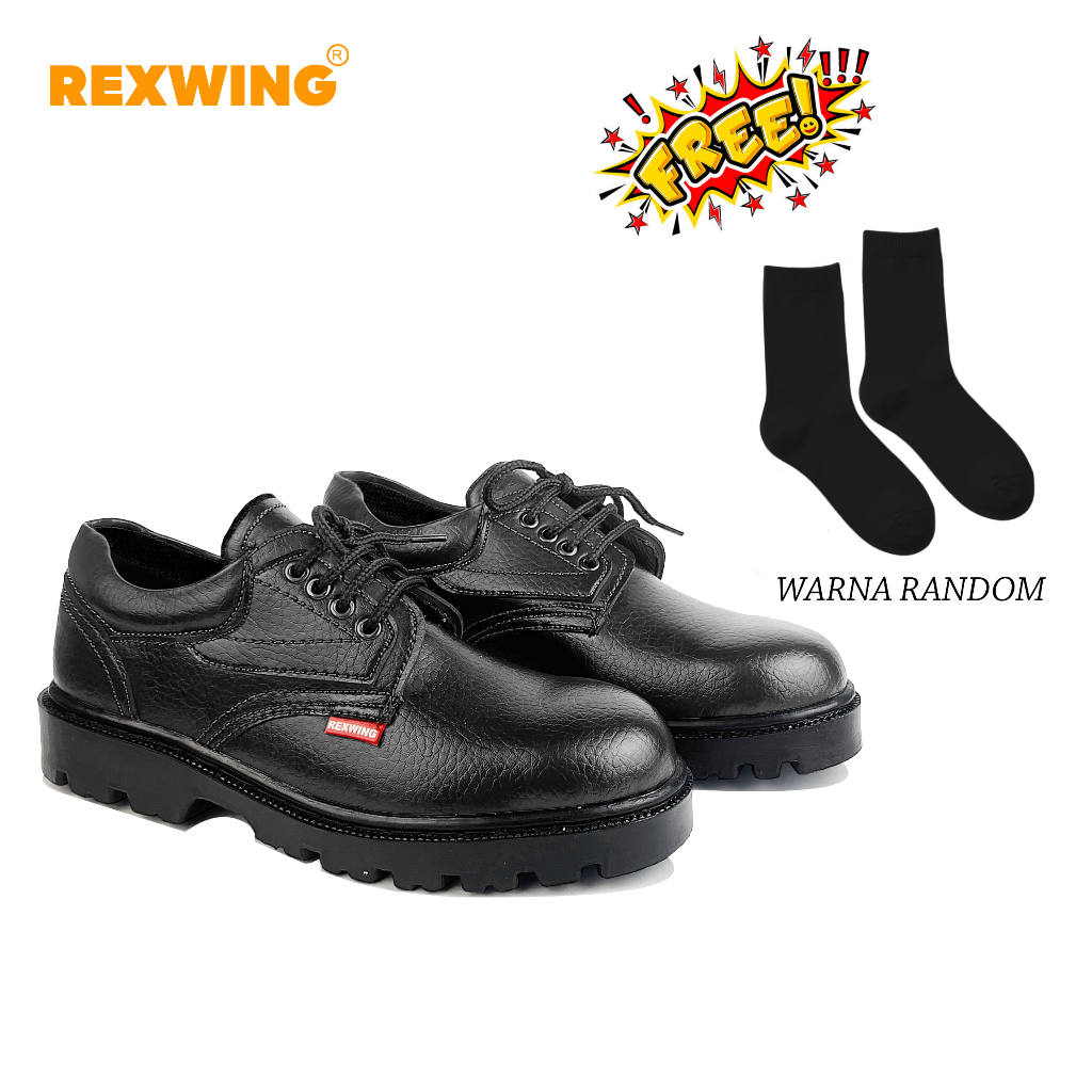 Rexwing-Sepatu Safety Pria Original Ujung Besi Bertali Safety Shoes Proyek Lapangan Keselamatan Kerj