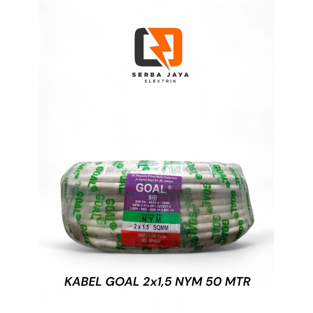 Kabel Listrik Tunggal NYM 2x1,5 2x1.5 50M GOAL| GOAL Kabel NYM | STANDAR NASIONAL