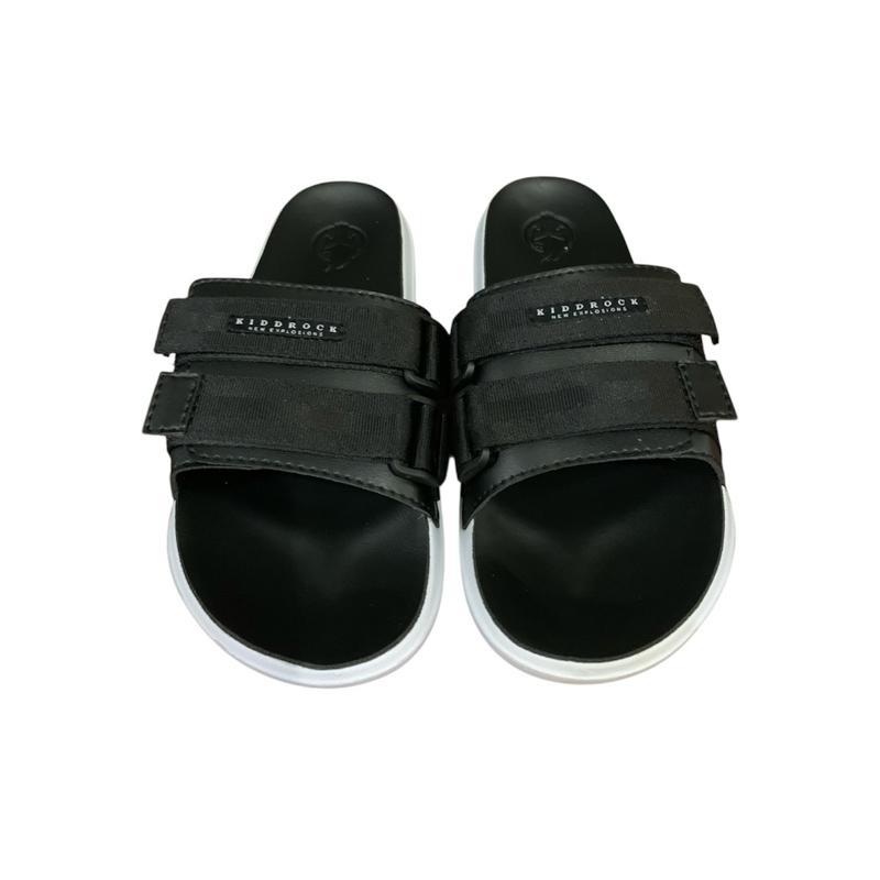Kiddrock Sandal Japit Flat Selop Slop Rumah Slipper Rubber Creeper Pria Hitam - Trendy Clasik Casual