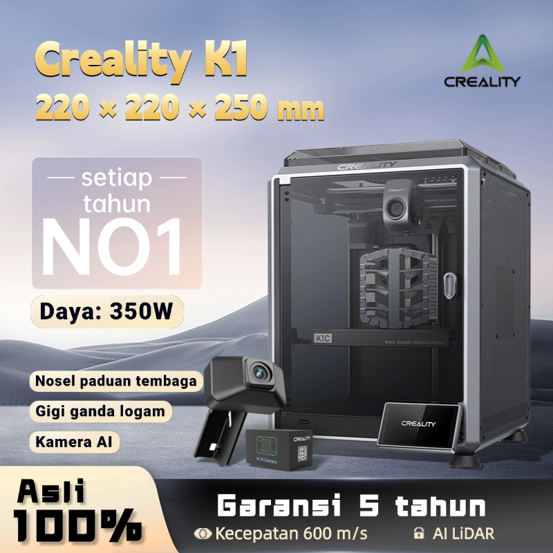 Creality K1 3D Printer Penyetelan Level Otomatis Cerdas Sepenuhnya Akselerasi  20000mm/s² Berkecepat