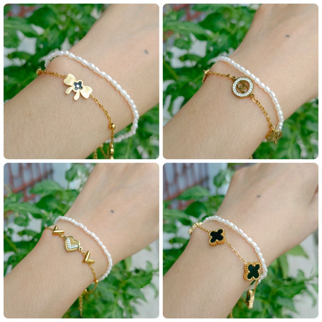 Gelang titanium mutiara baby asli lombok mutiara air tawar