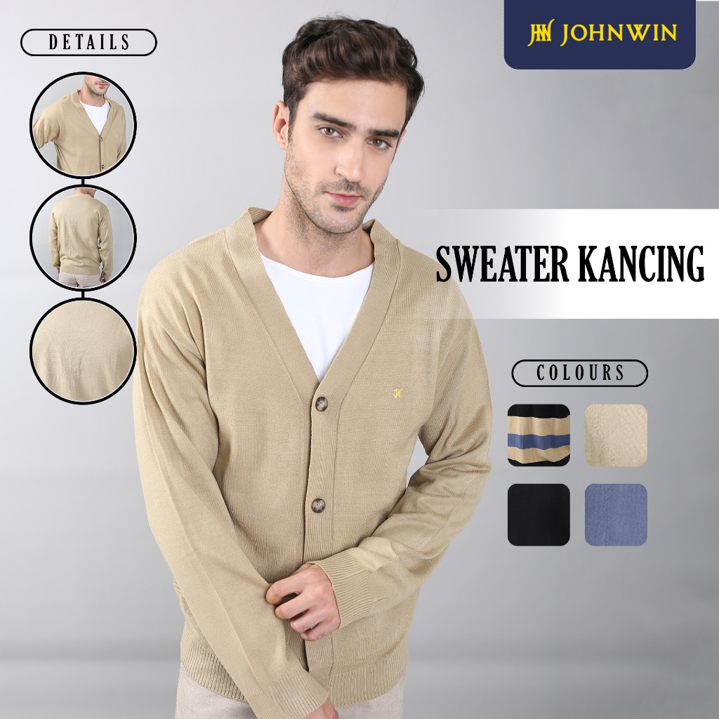 Johnwin - Cardigan Active Casual - Outer Pria Cream - ASW.662.D046.002.C-L/S