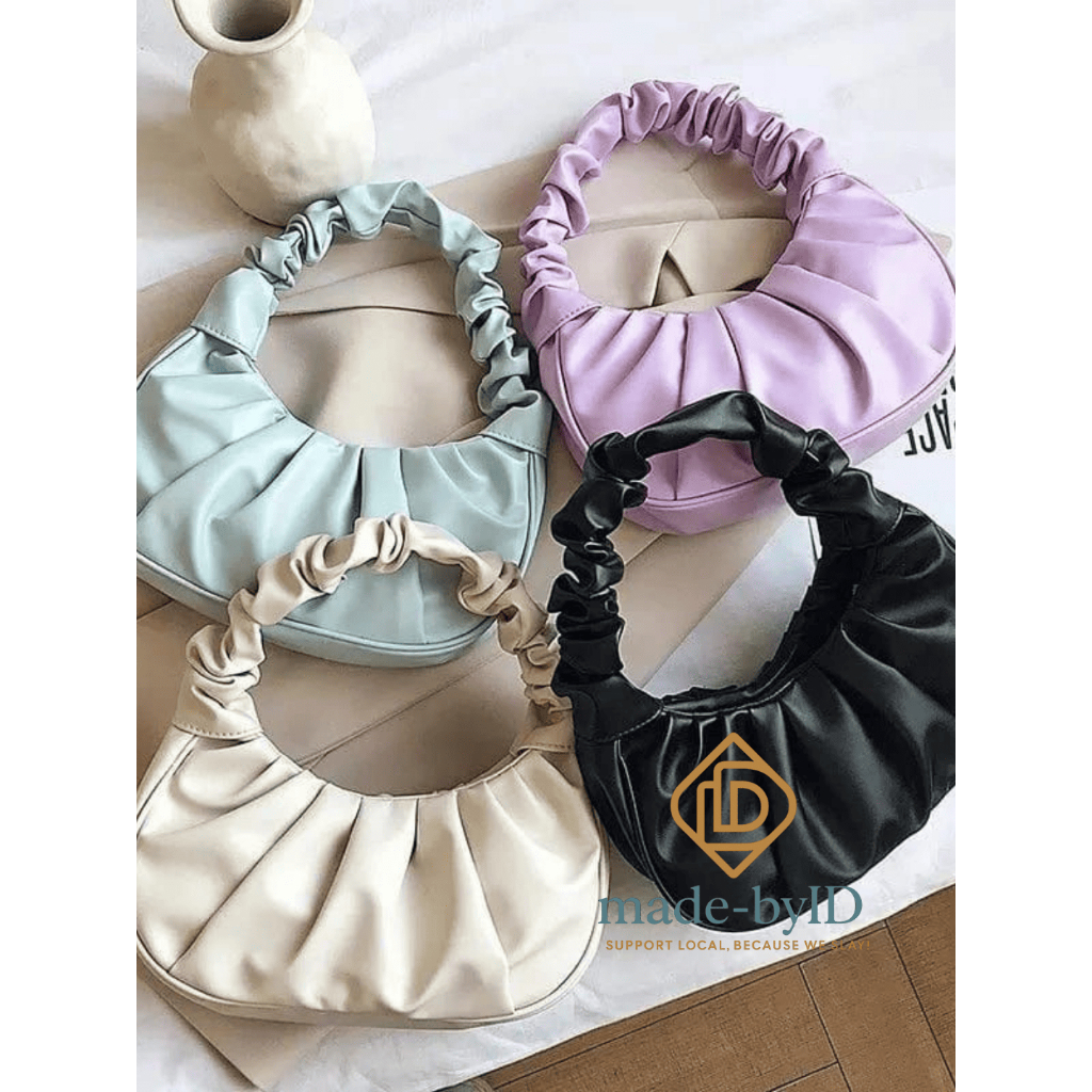 Made by ID - Tas Wanita | Tas Bahu Wanita Premium Scrunchie Hobo Bag - Tas Ketiak Kerut Vintage Kore