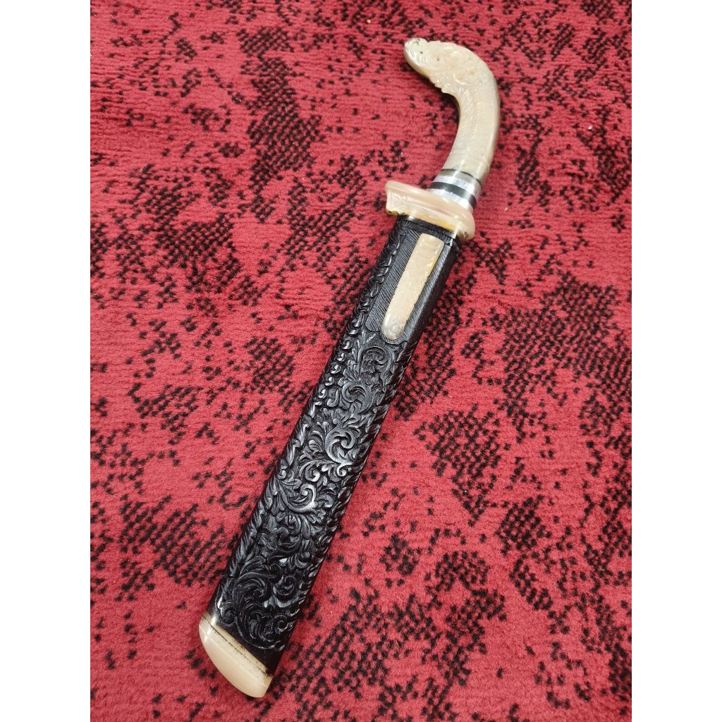 (GPX-72)Handycraft Golsem Kit Knife Bohler K340 Poles Miror Handle&Sarung tanduk ukir