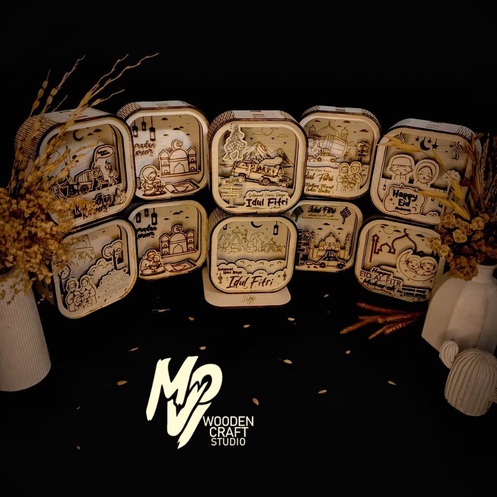 Souvenir Lebaran // Wooden Light Box Special Lebaran // Hiasan Kayu Aesthetic