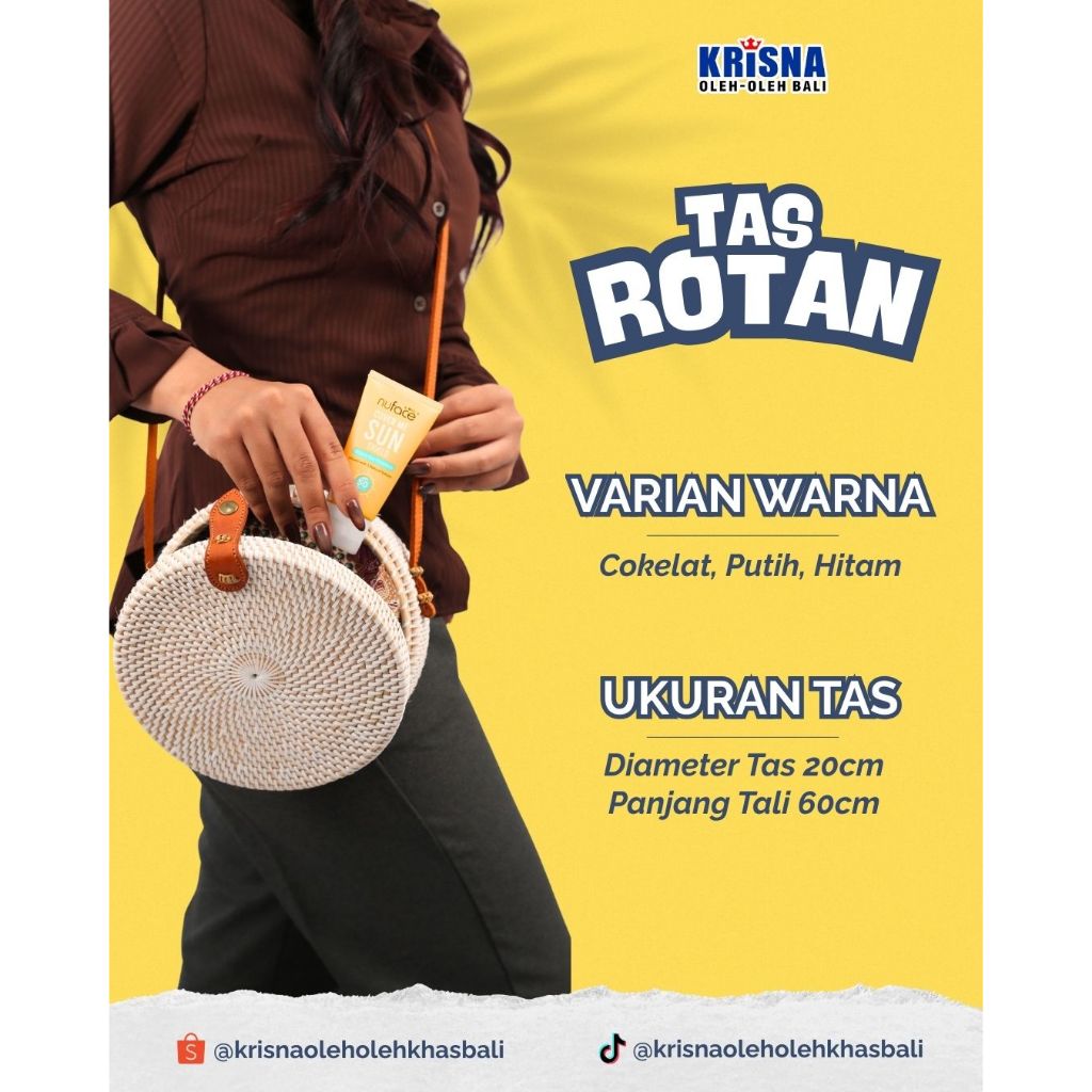 TAS ROTAN BALI BULAT POLOS