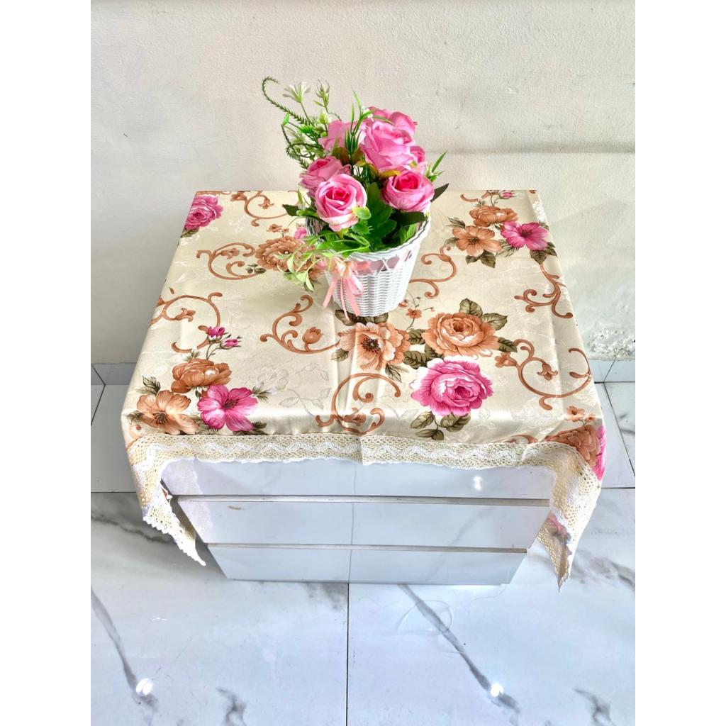 Taplak Meja Tamu Hias Persegi Panjang / Taplak Meja Bunga Biru / Taplak Meja Kaca Ruang Tamu / Tapla