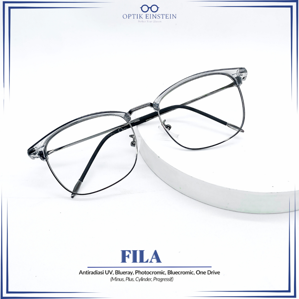 Einstein Optical #169 FILA | Kacamata Minus Antiradiasi Model Kotak Pria Wanita  Bahan Plastik mix t