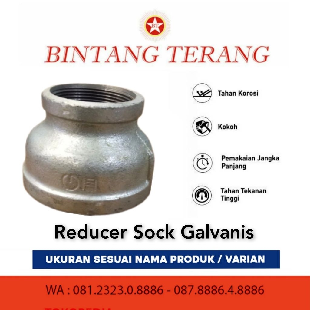 Reducer Galvanis 3 x 11/2 / Vlok Sok Galvanis / Verlop Sok / Reducer Socket Besi Galvanis / Reduser