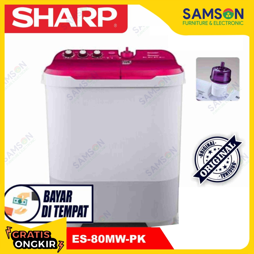 MESIN CUCI SHARP 10KG ES-1090-PK 2 TABUNG MANUAL - PINK