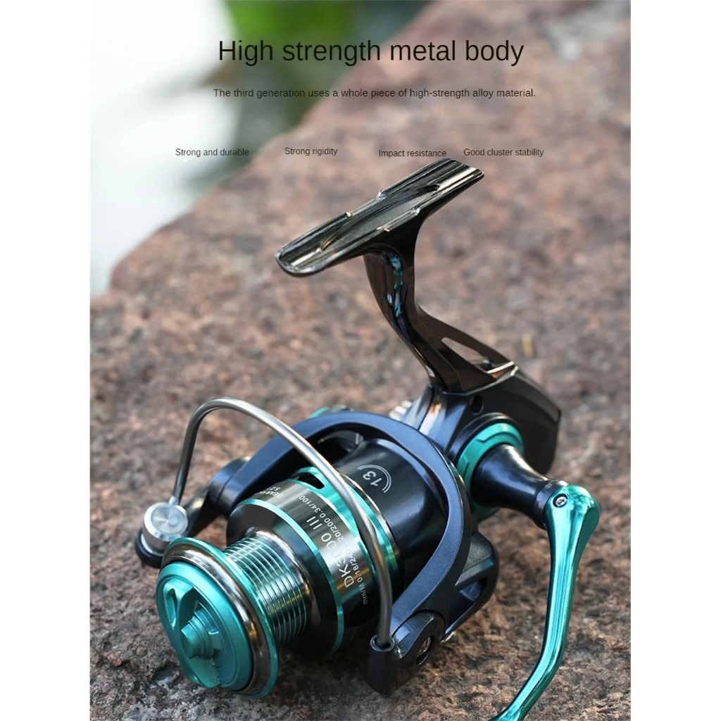DK Fishing Reel Gulungan Pancing Spinning Breaking Force 16kg Ratio 5.2:1-DK4000 - Black/Blue