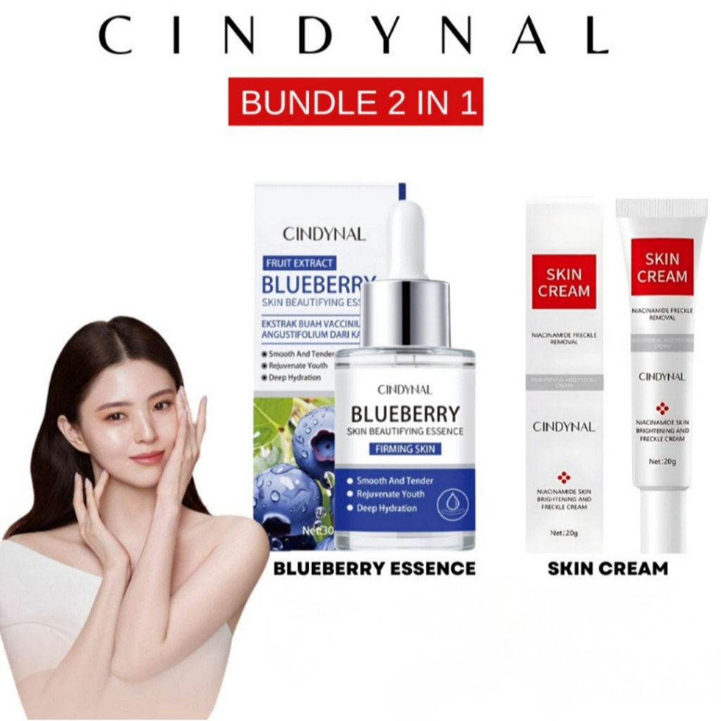 YZKMSKIN - CINDYNAL Bundling Blueberry Essence Serum & Niacinamide Skin Cream Rangkaian Perawatan Wa
