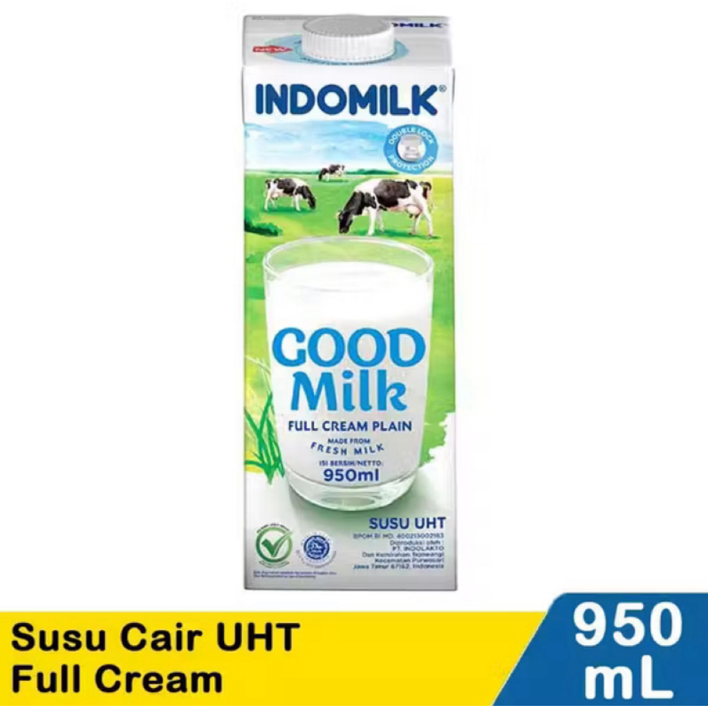 Indomilk Good Milk Susu UHT Full Cream Plain 950ml Asli Fresh Milk