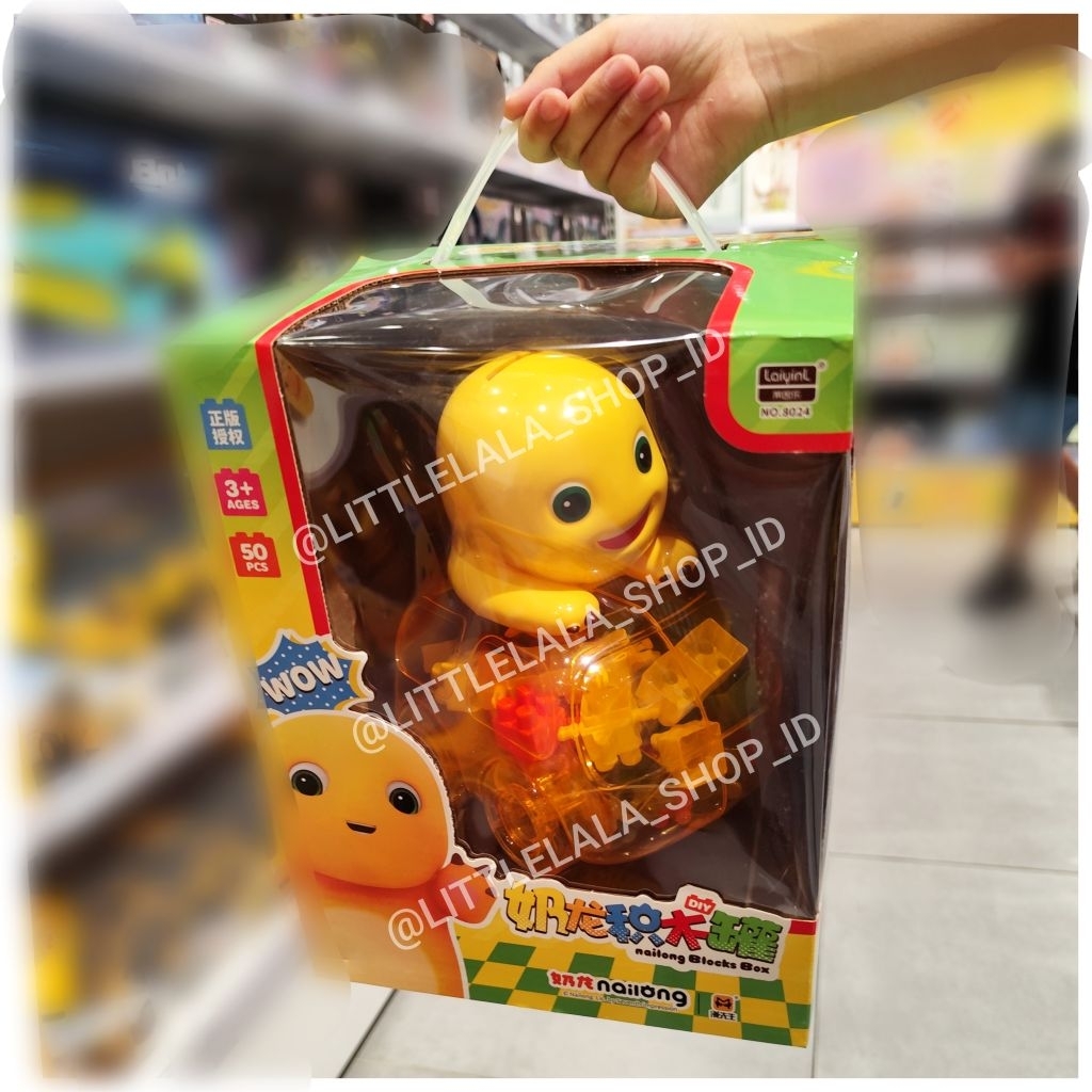 Mainan edukasi Nailong Blocks Box DIY/Mainan susun balok dengan karakter Isi 50 pcs balok/mainan leg