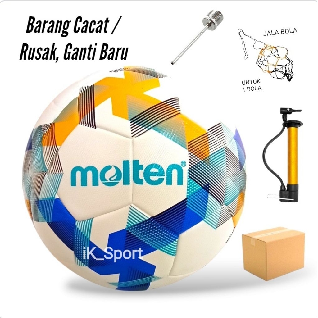 Bola Sepak MOLTEN ORIGINAL Size 5 Free Pompa . Bola Original . Bola Kaki No 5