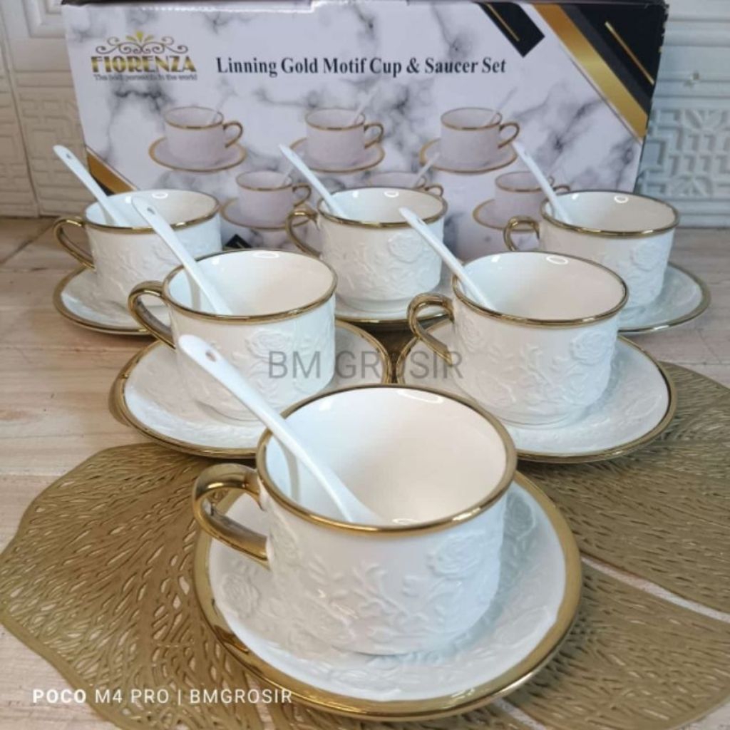 Cangkir Keramik FIORENZA Set Piring Lepek (ORIGINAL)