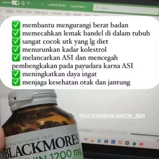 Blackmores Lecithin 1200mg 100 Kapsul - Membantu Menurunkan Berat Badan, Meningkatkan Metabolisme, M