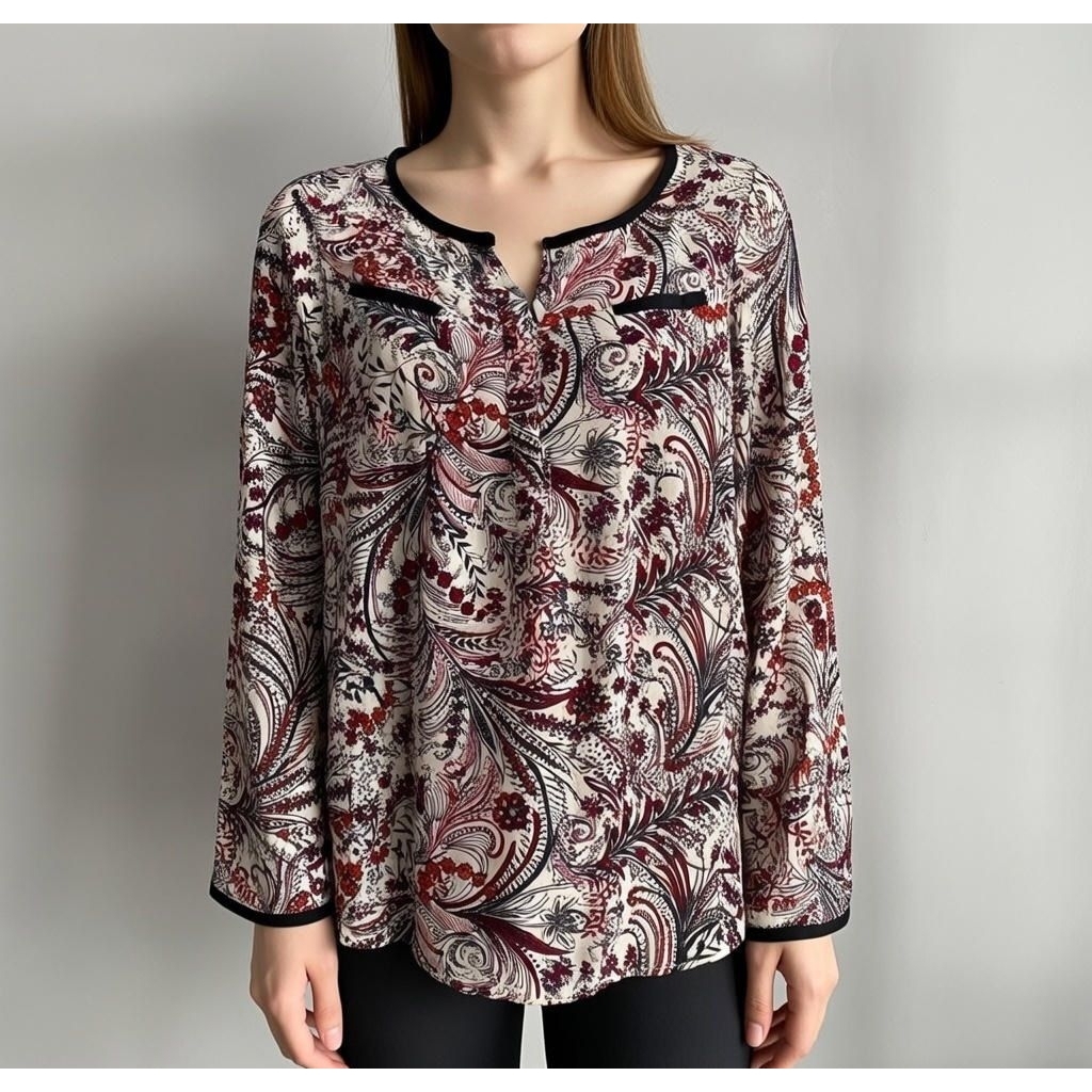 Top Flower Batik lengan panjang Isuga Jeans preloved