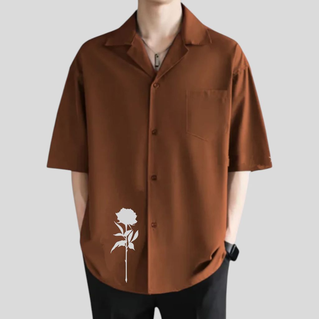 kemeja vintage motif art roses love pria / wnita