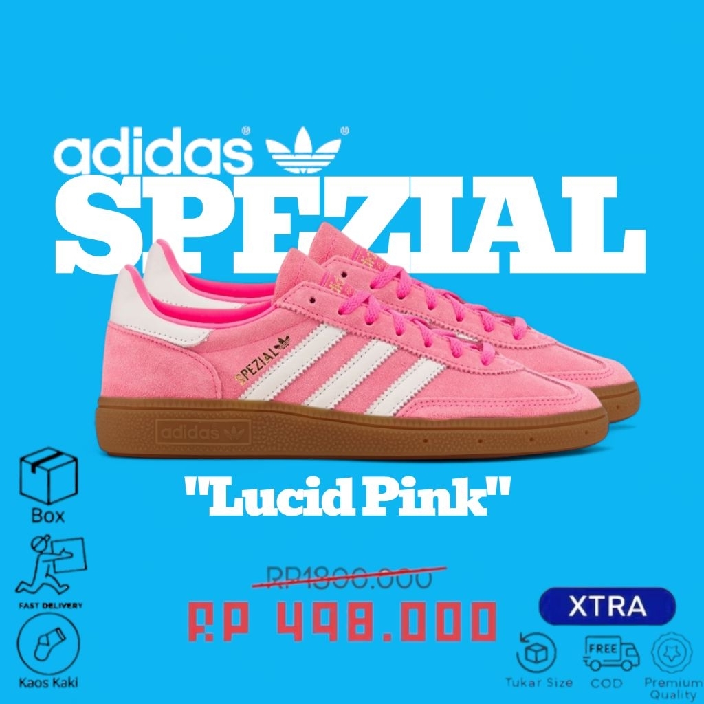 [Gratis Kaos Kaki] Sepatu A'dds Handball Spzl Lucid Pink White Pink Putih Size 36-44 Kekinian Termur