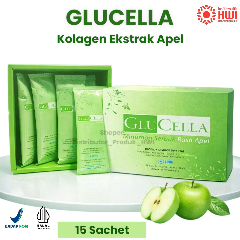 GluCella HWI Minuman Kolagen Glutathione Rasa Apel Glucela Cerahkan & Jaga Elastisitas Kulit