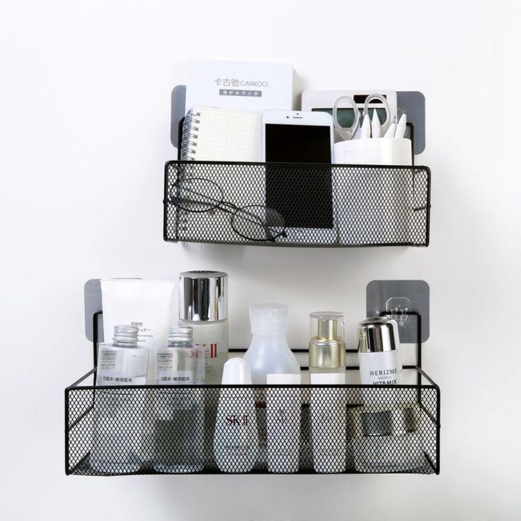 New rak besi kamar mandi tempel dinding rak tempel sabun rak keranjang tempel besi