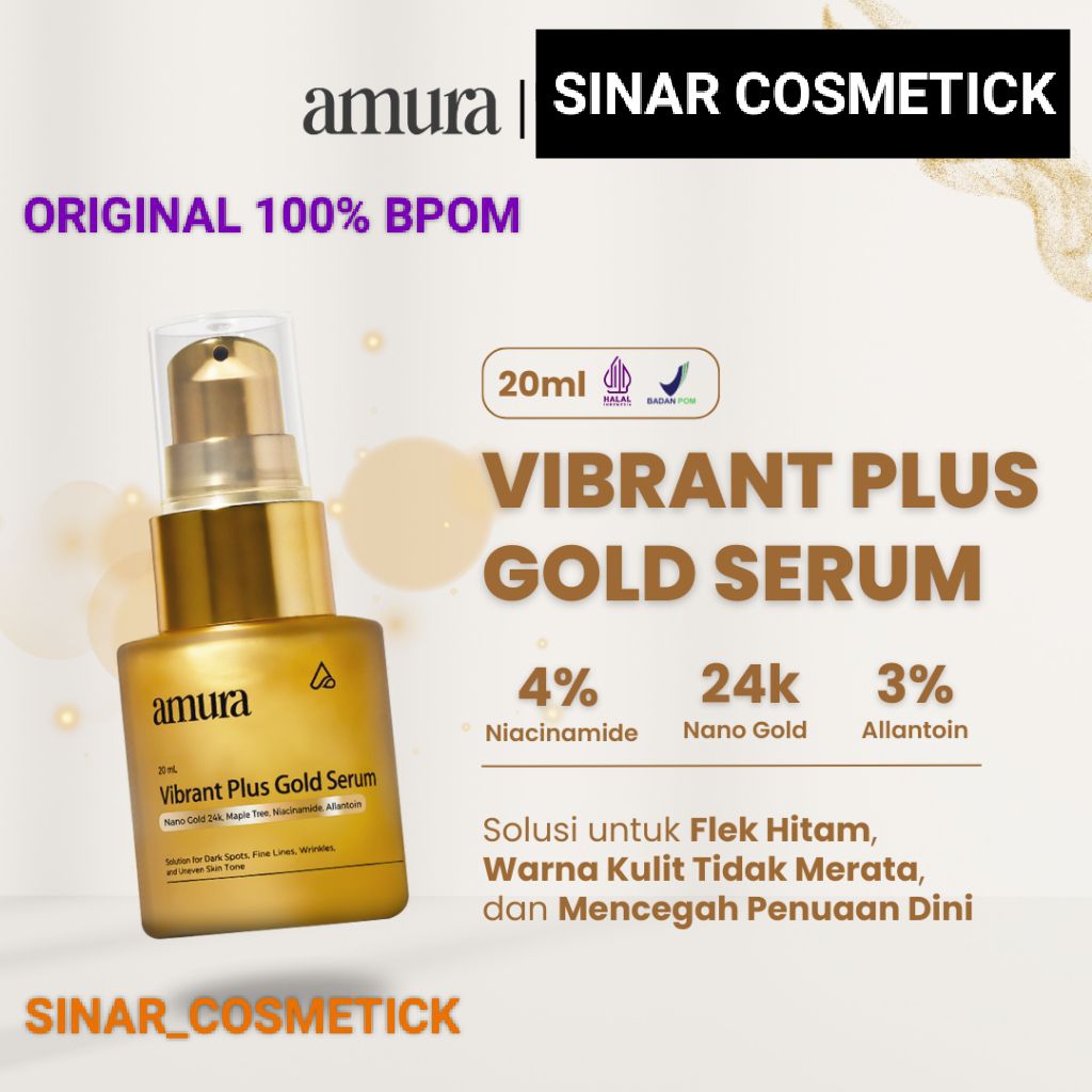 AMURA GOLD SERUM SKINCARE MENCERAHKAN & MENGENCANGKAN KULIT PENCEGAH PENUAAN DINI ( GOLD )