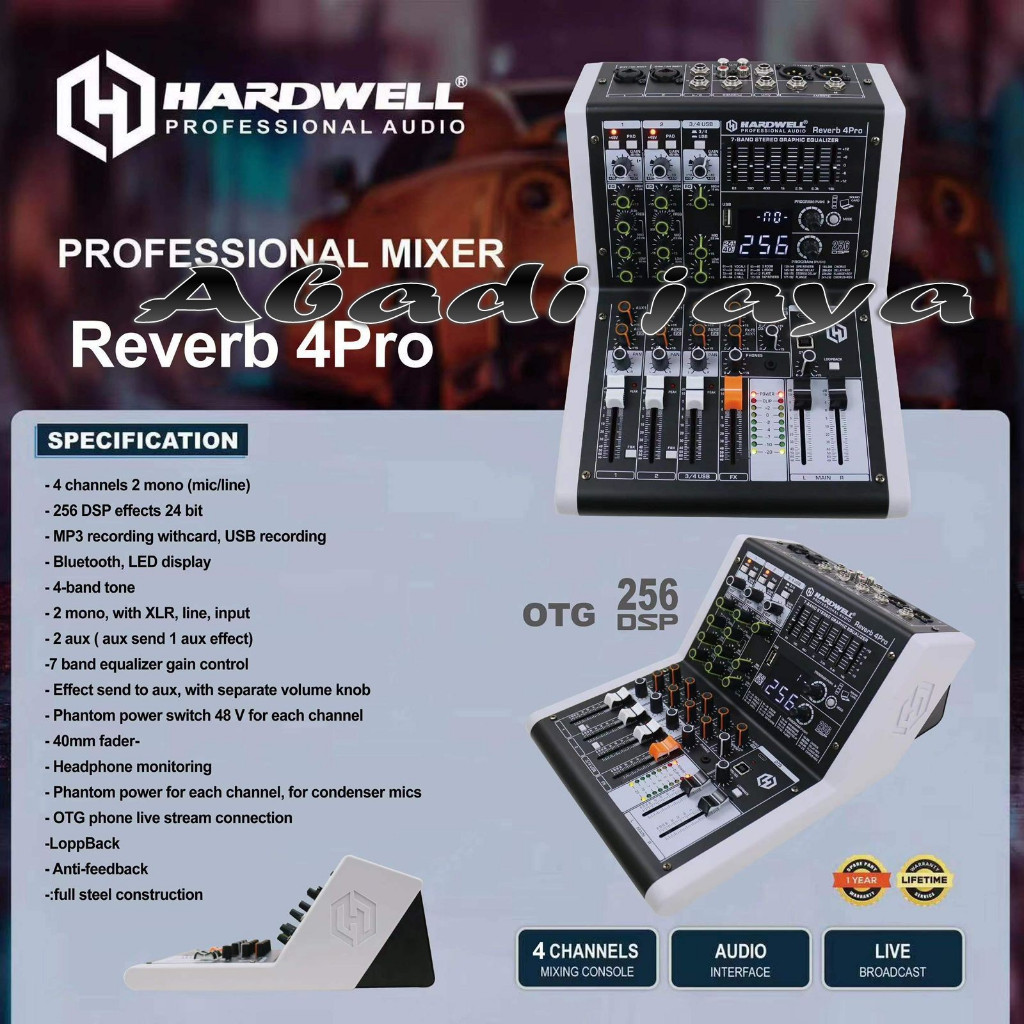 MIXER HARDWELL REVERB 4 PRO / REVERB 4 PRO  REVERB4 / REVERB 4PRO 4 CHANNEL ORIGINAL