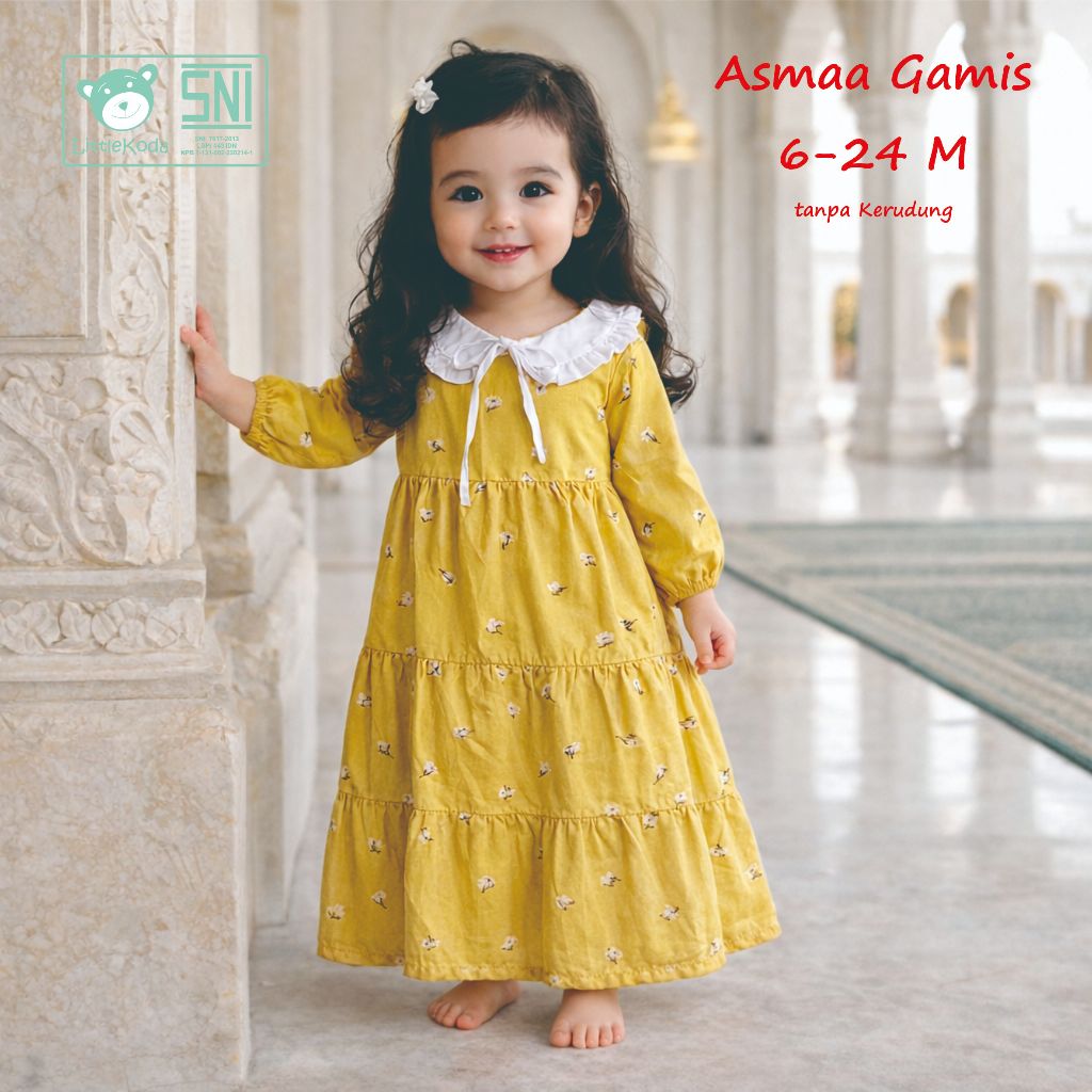 Little Koda Asmaa Gamis Anak Perempuan Lengan Panjang 6-24 Bulan SNI