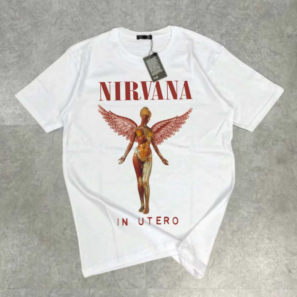 Kaos Nirvana In Utero Vintage Putih 100% Katun Combad 24s | Kaos Band Nirvana | Baju Nirvana | Kaos 