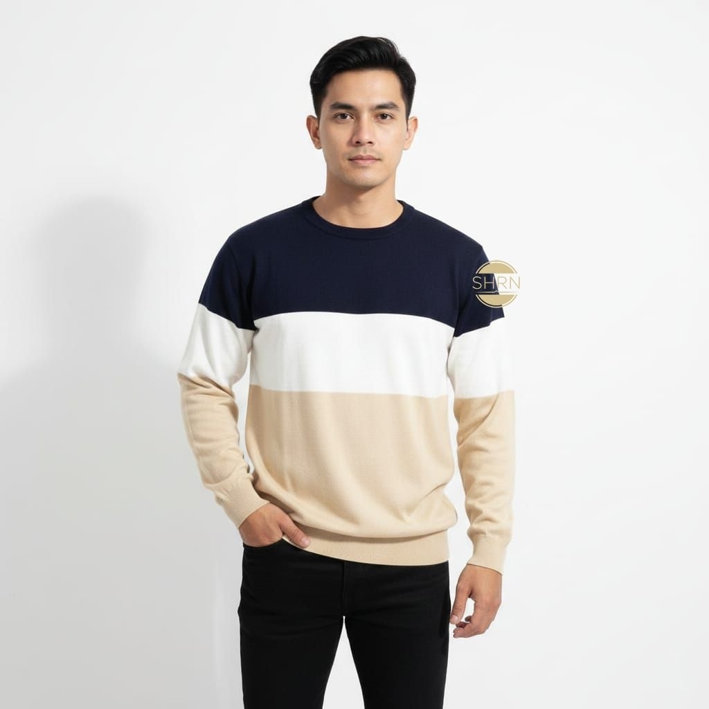 Sweater Baju Hangat Bahan Rajut Premium Pria Dewasa Terlaris Kekinian Kerah Bulat O Neck