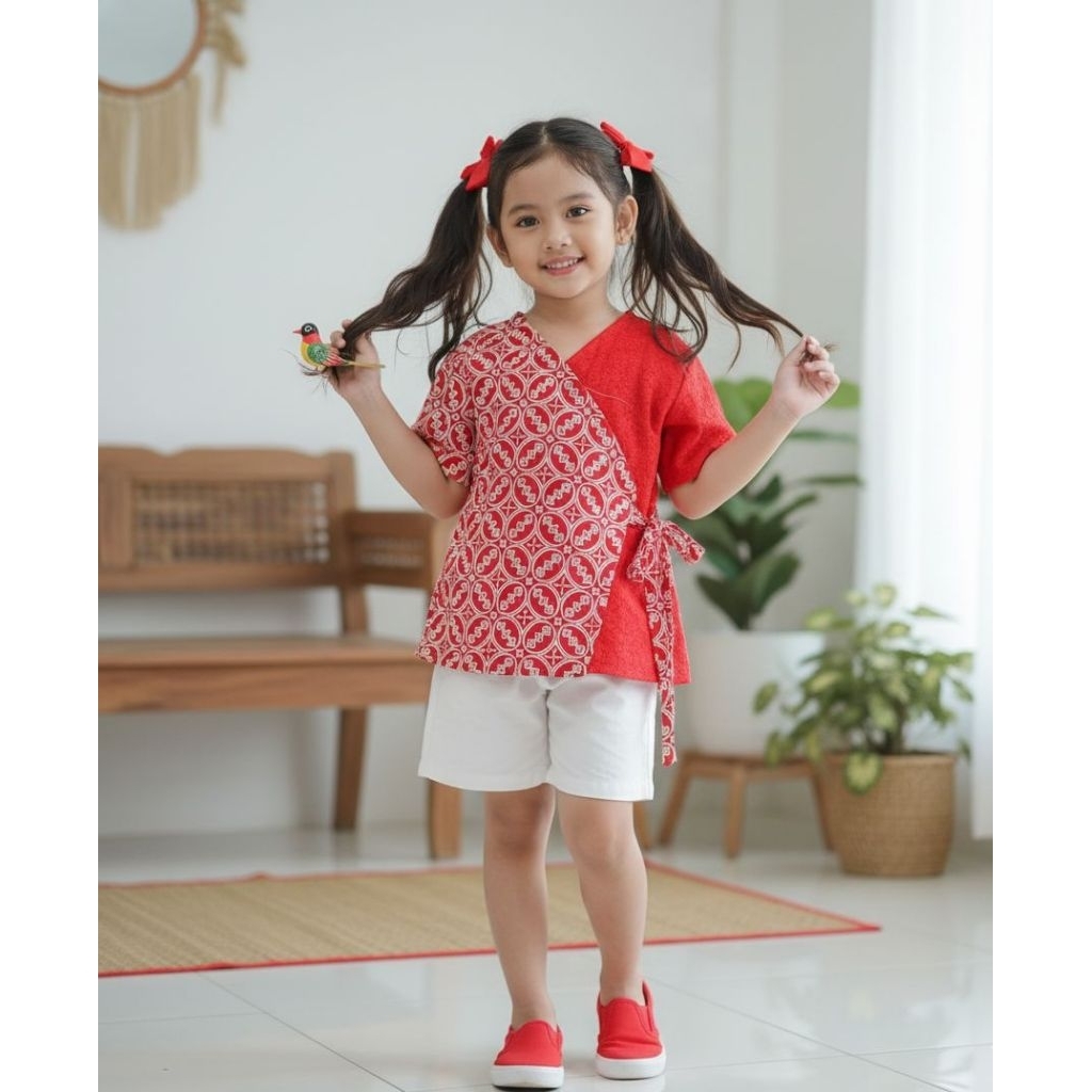 atasan batik anak couple agustusan merah putih.baju anak couple merah putih agustusan.atasan kemeja 