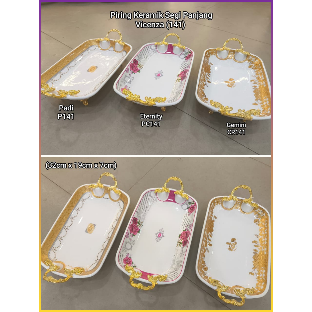 Nampan Keramik / Piring Segi Keramik Vicenza Motif 141