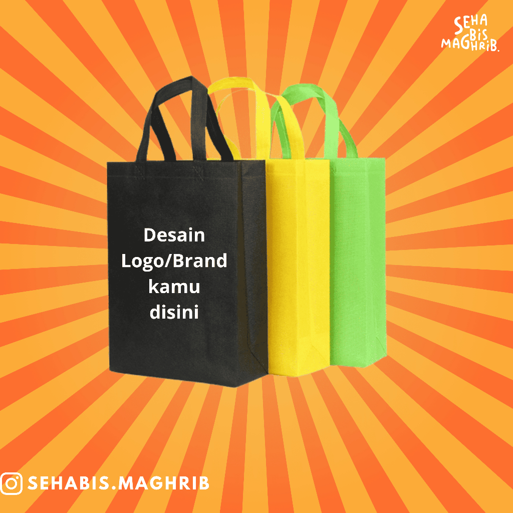 tas sablon custom 38x45x8 tas spunbond sablon logo/nama