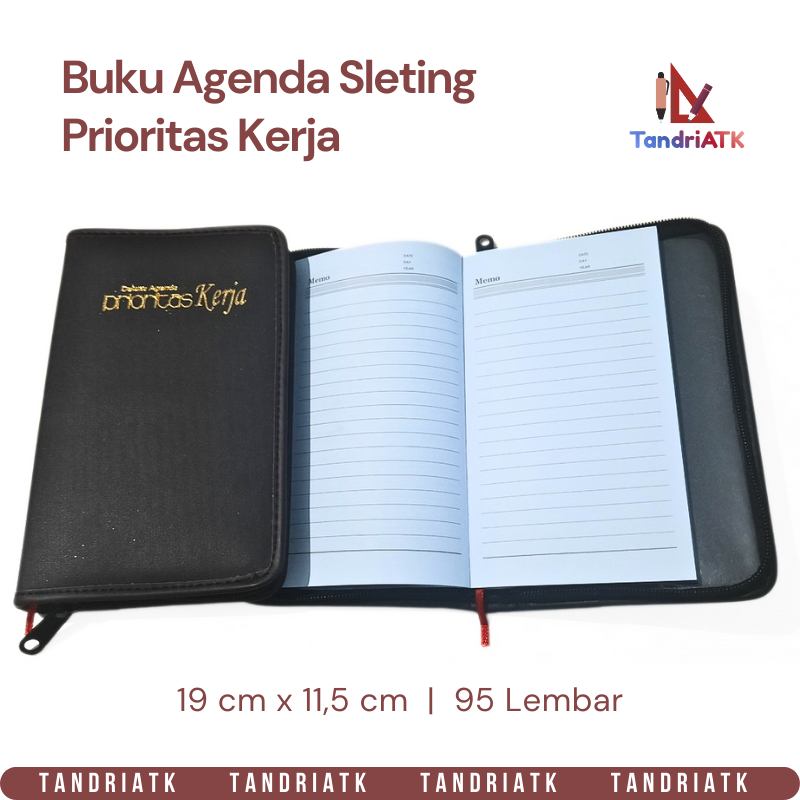Buku Notes Catatan Agenda Deluxe Agenda Prioritas Kerja Resleting (19,5 cm x 12 cm, Isi 190 Halaman)