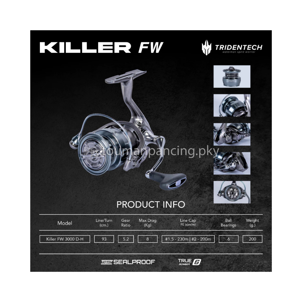 Reel Spinning Tridentech Killer FW 3000 D-H | Drag 8kg | Power Handle